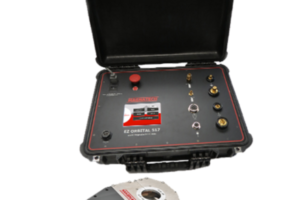 Magnatech 517EX Orbital Welding System on white background with weld head