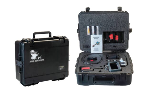 Hawkeye Borescopes for visually inspecting tube and pipe welds in a case