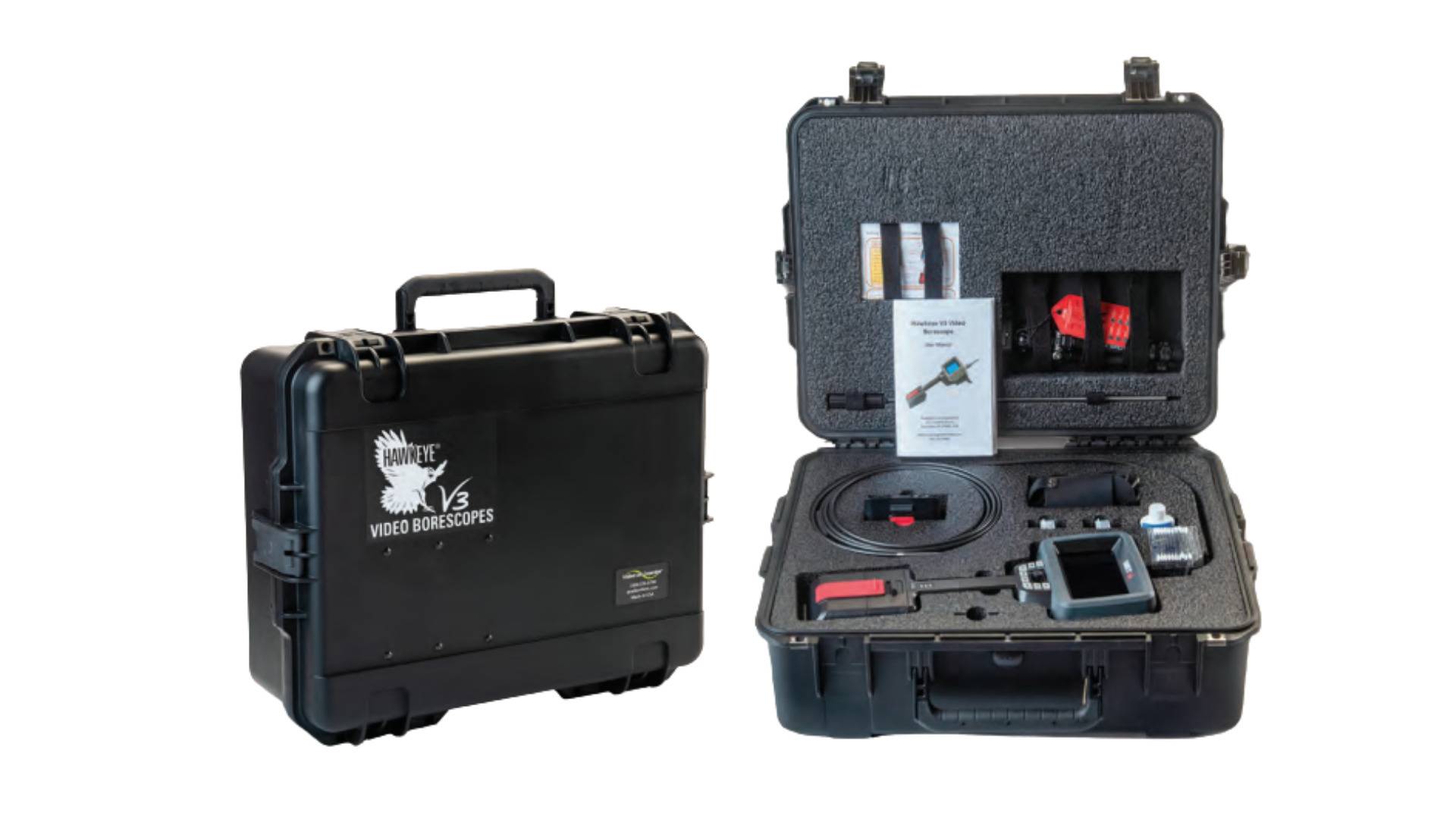 Hawkeye Borescopes for visually inspecting tube and pipe welds in a case